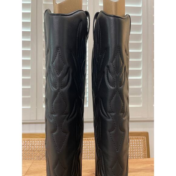 Steve Madden Kinzie Stiletto Western Tall Dress Boot Black Leather Size 7.5 NIB - Picture 5 of 16